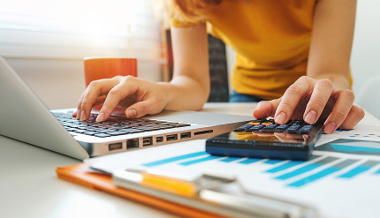 Person using calculator